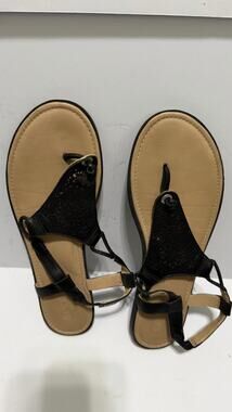 Sperry Top-Sider Womens Size 10 Black Tan Leather Thong Slingback Flat Sandals